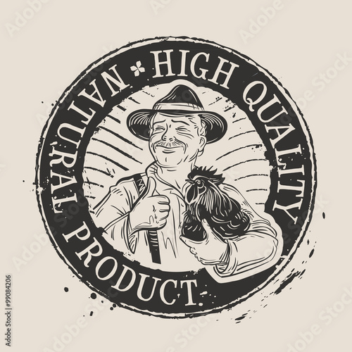 poultry farm vector logo design template. chicken, farmer or farming icon