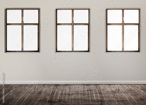 A room with three windows