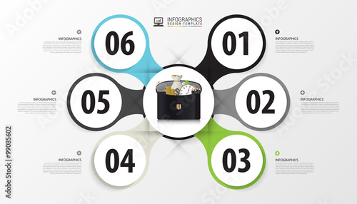 Infographic report template with circles and icons. Vector illustration