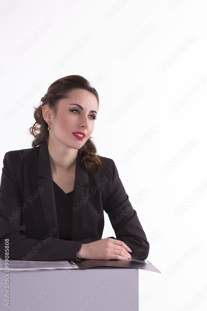 Purposeful businesswoman looking forward Purposeful businesswoman looking forward