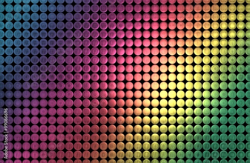Illustration of a grid of Colorful Metallic Discs Background 