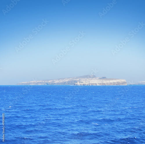 View of beautiful and peaceful Mediterranean sea with islands on