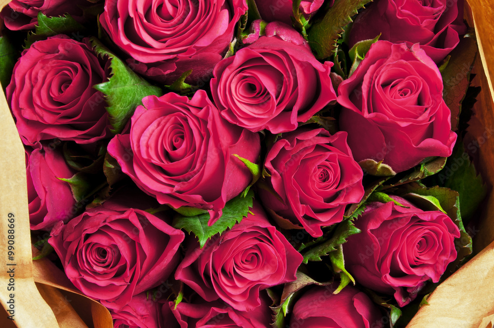 Bouquet of pink roses. View from above. Bouquet of pink roses. View from above.