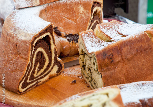 Potica, typical slovenian food in the market photo