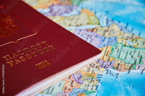 Passport on a topographic map