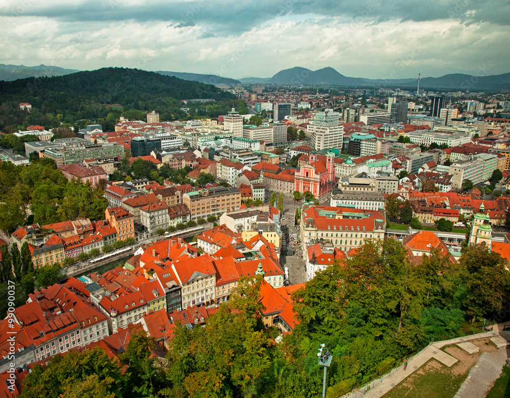 View from above on Ljubljana, Slovenia