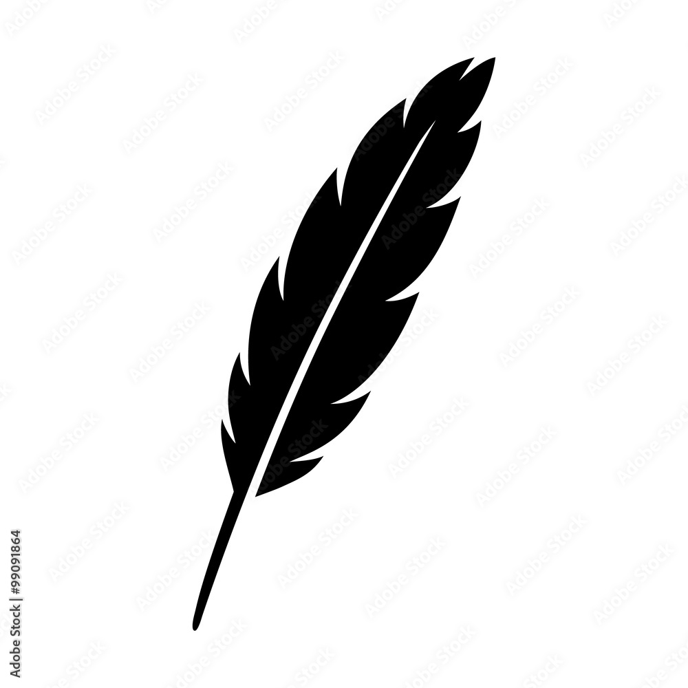Obraz premium Feather quill pen flat icon for apps and websites