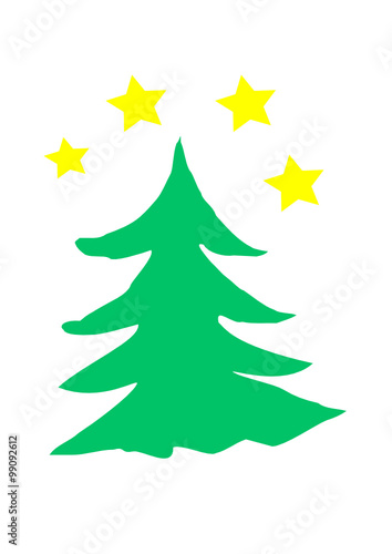 Christmas tree and yellow stars