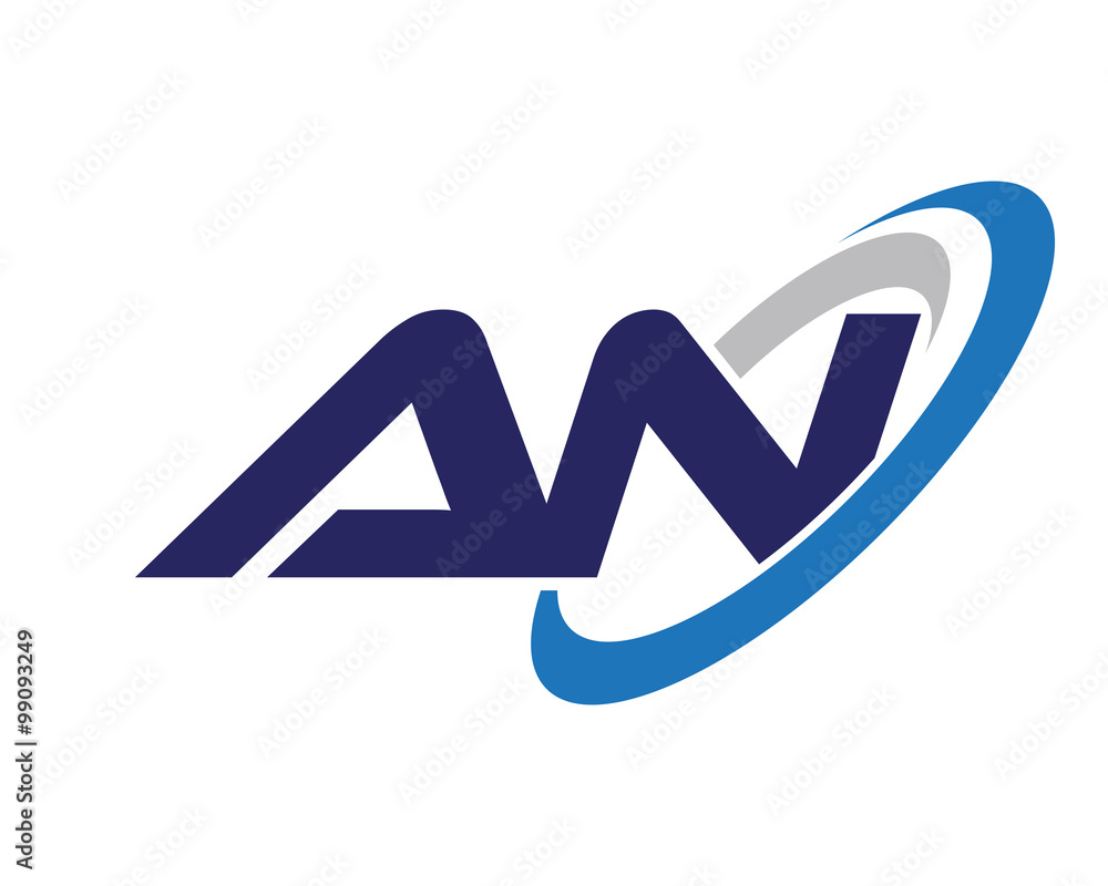 AN Letter Swoosh Network Logo AN Letter Swoosh Network Logo