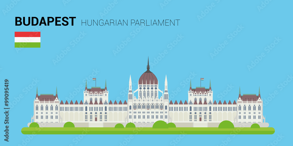 Vector illustration of Hungarian Parliament (Budapest, Hungary). Monuments and landmarks Collection. EPS 10 file compatible and editable.