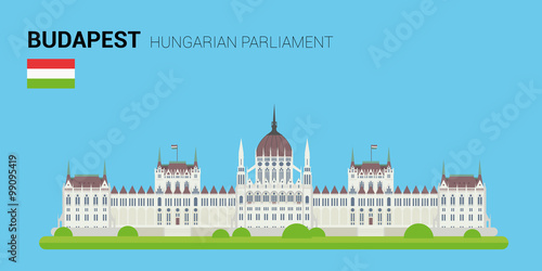 Vector illustration of Hungarian Parliament (Budapest, Hungary). Monuments and landmarks Collection. EPS 10 file compatible and editable.