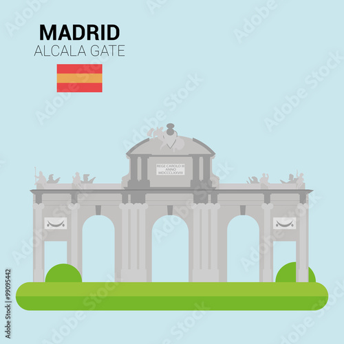 Vector illustration of Alcala Gate (Madrid, Spain). Monuments and landmarks Collection. EPS 10 file compatible and editable.