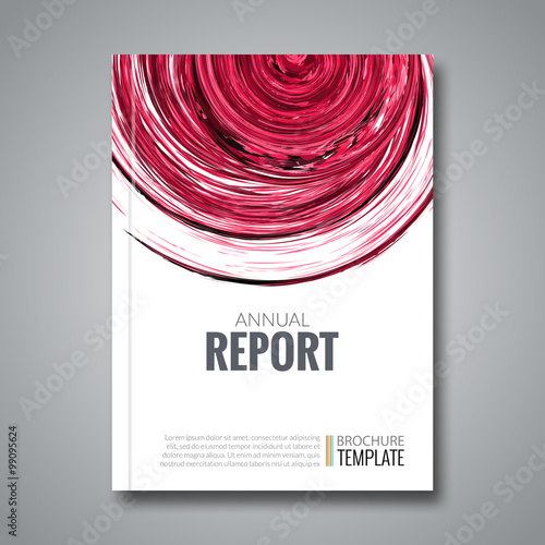 Business Report Design Background with Colorful Red Circle Shape, simulating Watercolor. Brochure Cover Magazine Flyer Template Banners, vector illustration