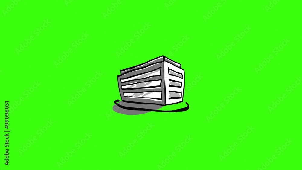 City Buildings Business Animated Hand Drawn