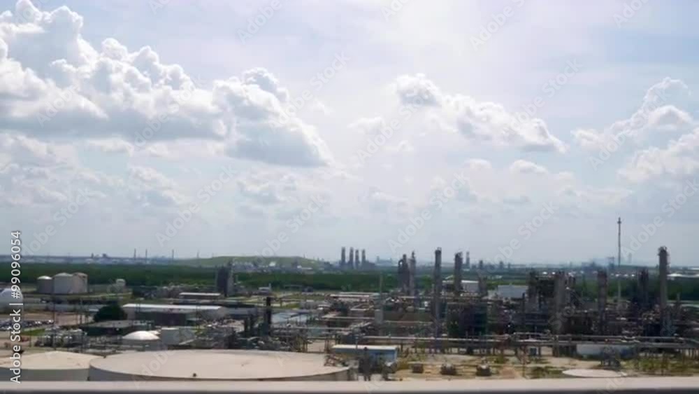 Driving view of an industrial oil refinery complex 4k Driving view of an industrial oil refinery complex 4k