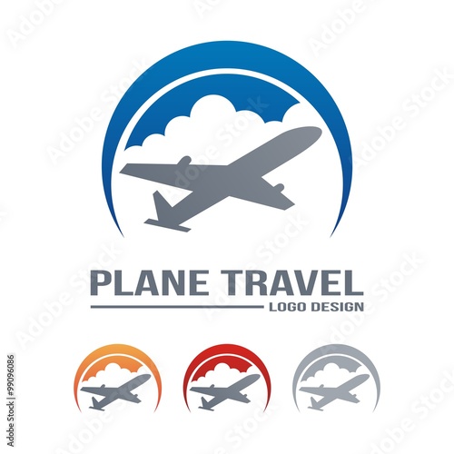 Airplane Logo, Travel Logo, Cloud, Circle Design Logo Vector 