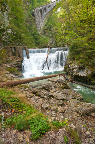 Vintgar gorge and wooden pa...