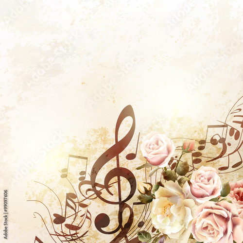 Fashion vector background with roses in vintage style