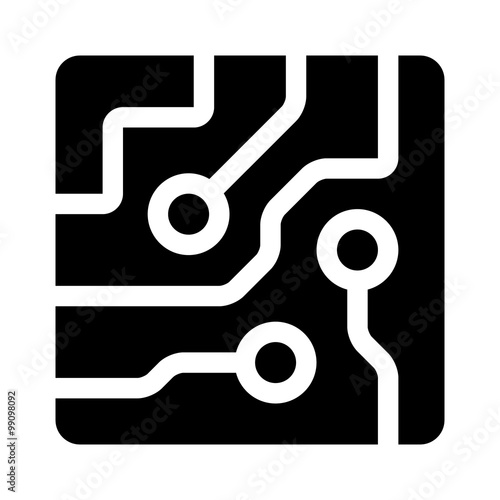 Circuit board semiconductors flat icon for apps and websites