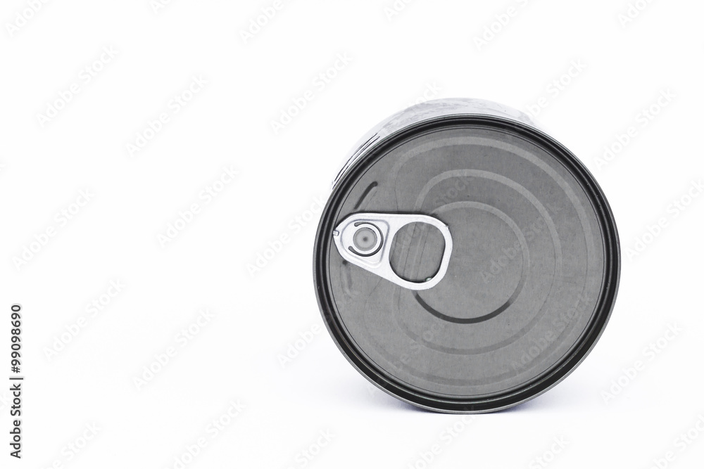 Close-up tin can isolated on white background