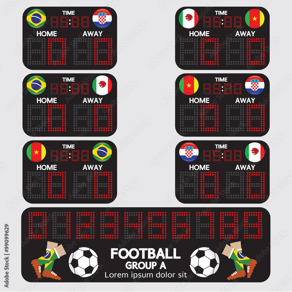 Scoreboard Football Tournament Vector Illustration.