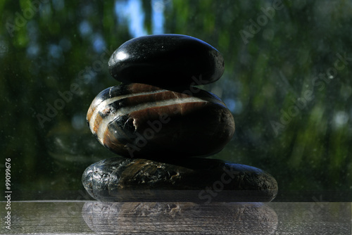 Canvas Print Zen stones on water background picture
