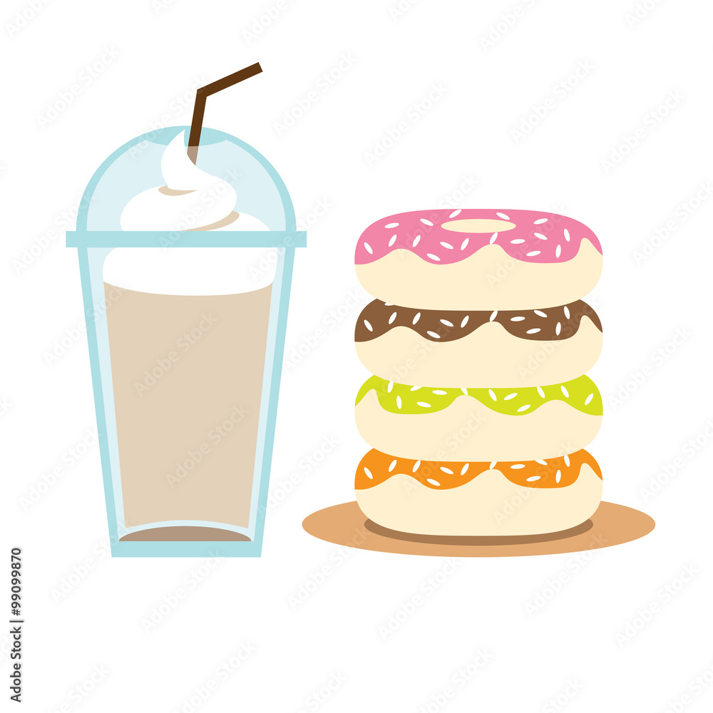 Iced Coffee and Donuts Vector Illustration. Iced Coffee and Donuts Vector Illustration.