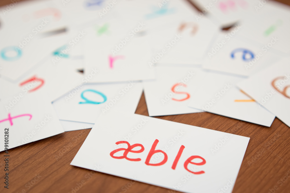 Danish; Learning the New Word with the Alphabet Cards; Writing A Danish; Learning the New Word with the Alphabet Cards; Writing A