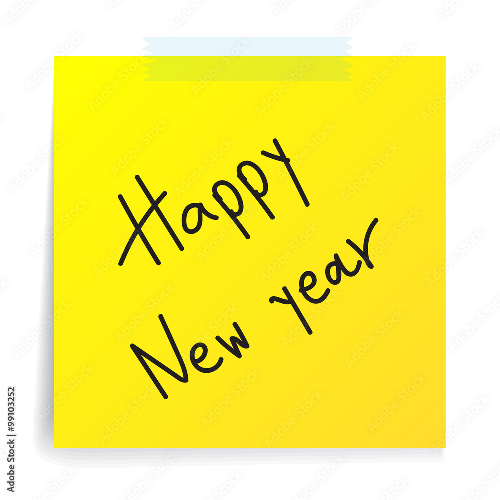 Happy new year text on paper note Happy new year text on paper note