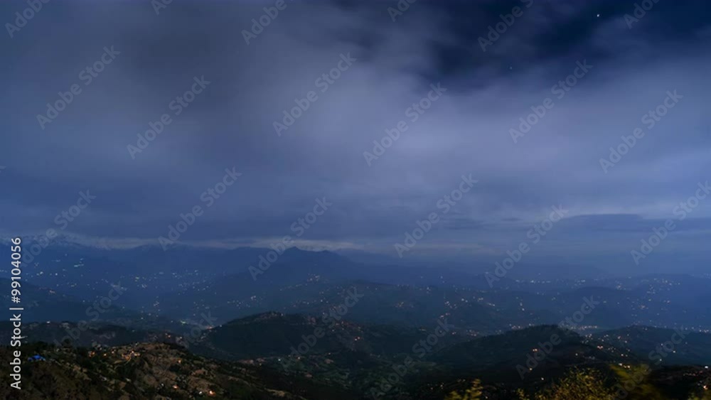 Night time lapse view on the Himalayas from Nagarkot in Nepal. Cinemagraph seamless loop. Night time lapse view on the Himalayas from Nagarkot in Nepal. Cinemagraph seamless loop.