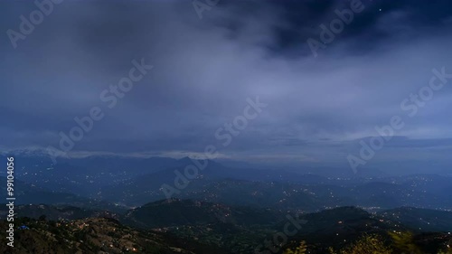 Night time lapse view on the Himalayas from Nagarkot in Nepal. Cinemagraph seamless loop.