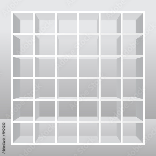 empty white shelves stand on Isolated Background. Vector illustration