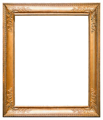 Gold picture frame. Isolated on white background