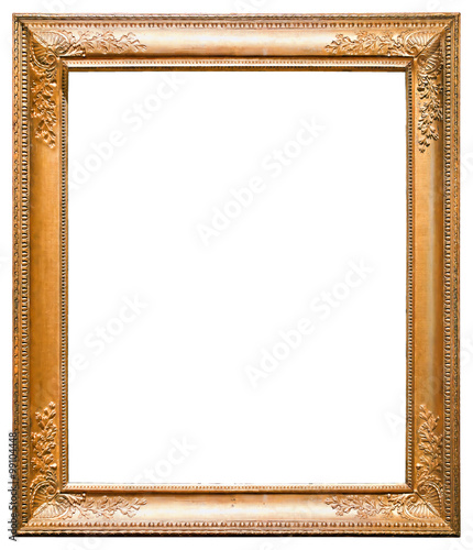 Gold picture frame. Isolated on white background