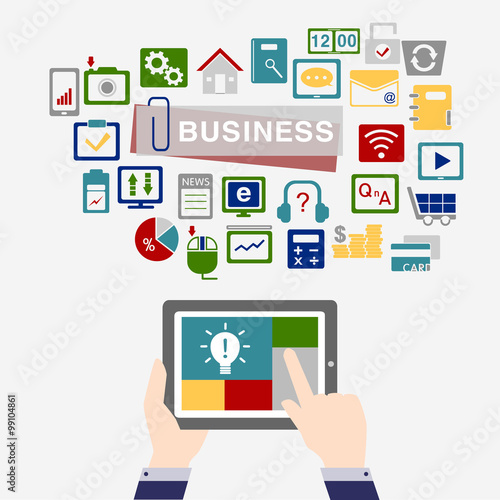 Wallpaper Mural business concept icon background with tablet Torontodigital.ca