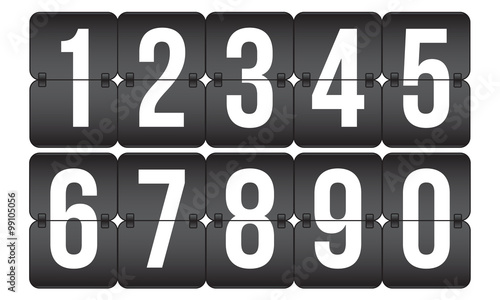vector scoreboard, retro flip  black and white numbers isolated