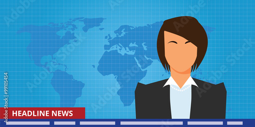 headline or breaking news woman tv reporter presenter