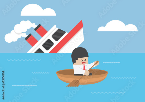 Businessman escape from the shipwreck