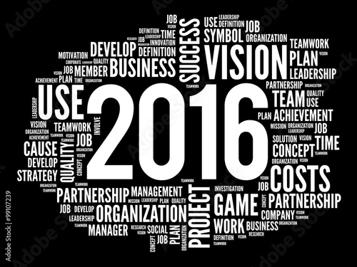 2016 goals plan, project word cloud, business concept background