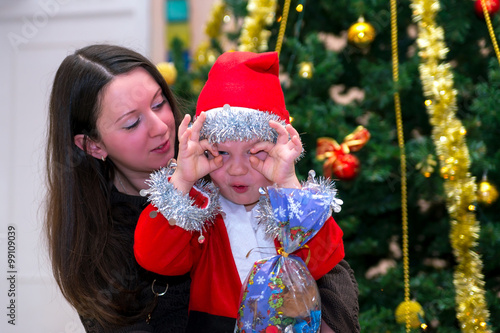 The child with his mother Christmas day