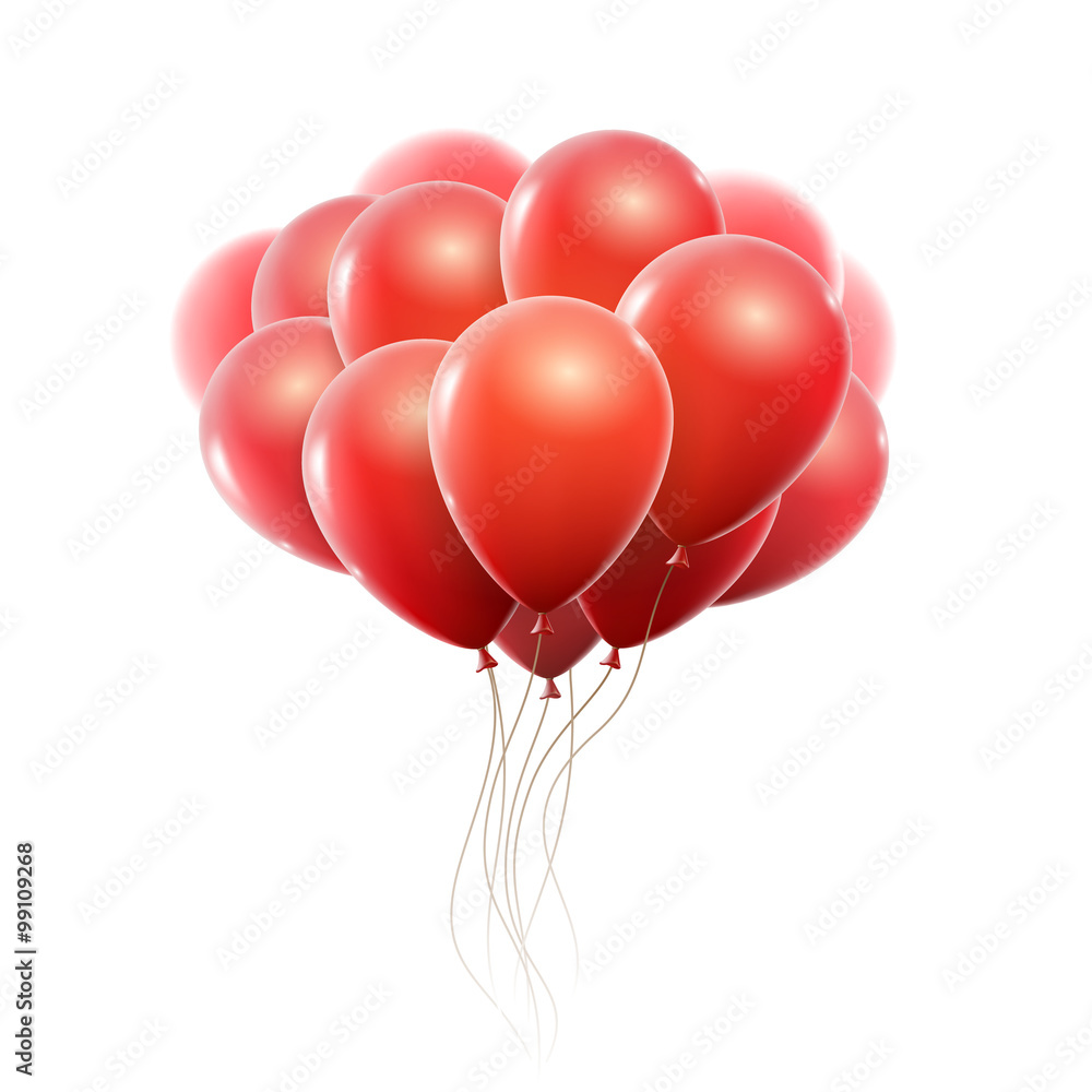 Realistic red balloons