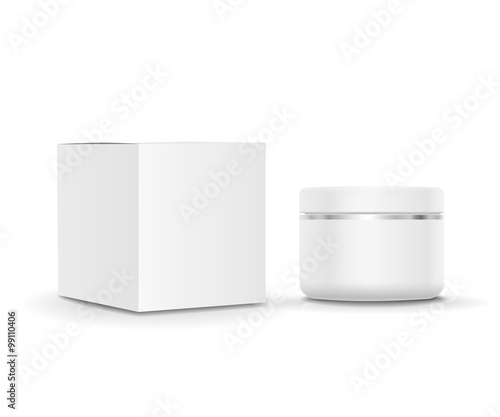 White blank cosmetic  Cream tube and cardboard packaging. Vector