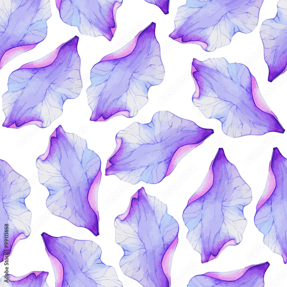 Watercolor Seamless pattern with Purple flower petal