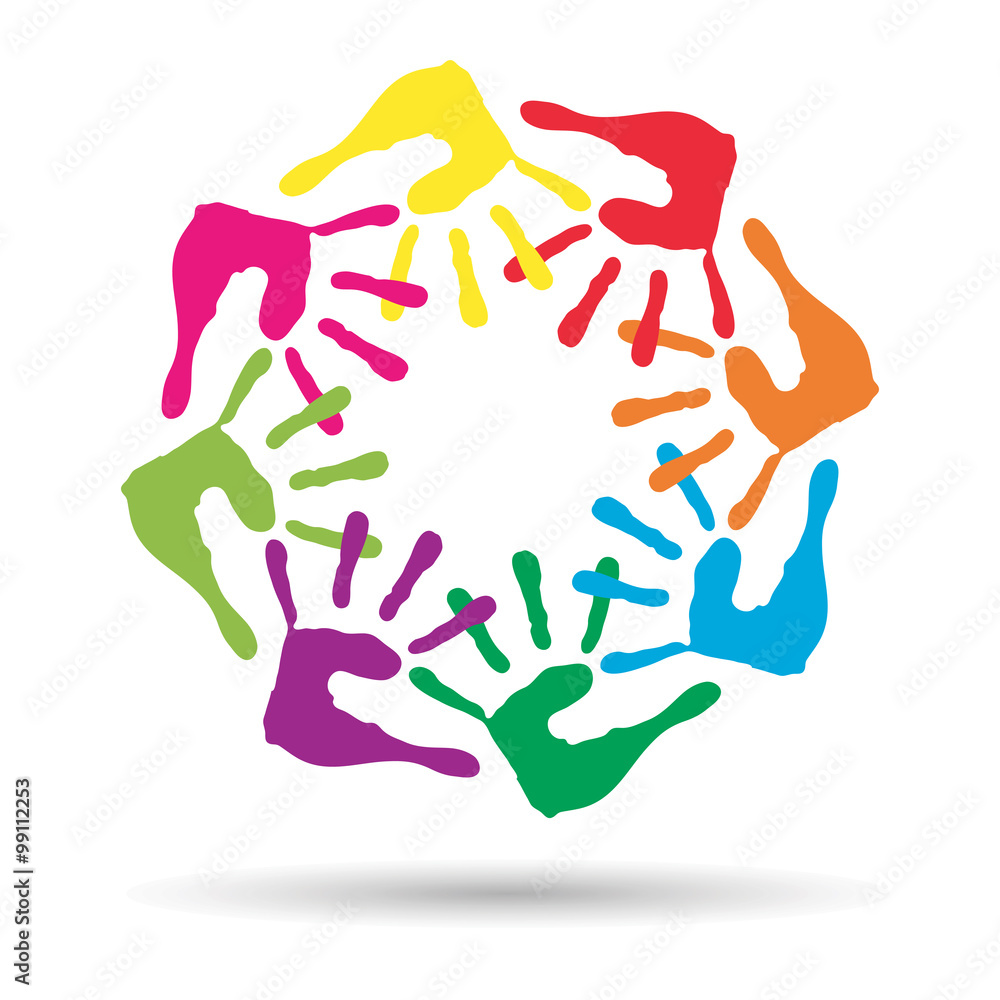 Obraz premium Vector conceptual children painted hand print isolated