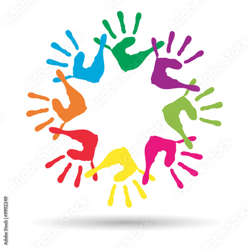 Vector conceptual children painted hand print isolated