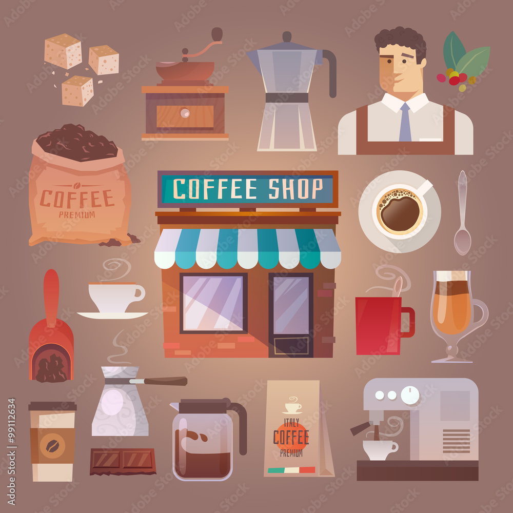 Vector icons. Drinks. Coffee. Vector icons. Drinks. Coffee.