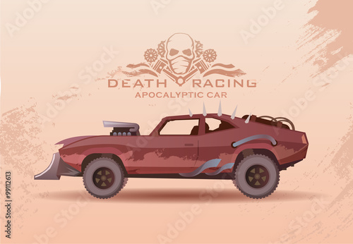 Concept post-Apocalypse car. Vector illustration.