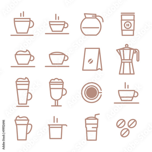 Line vector icons. Drinks. Coffee.