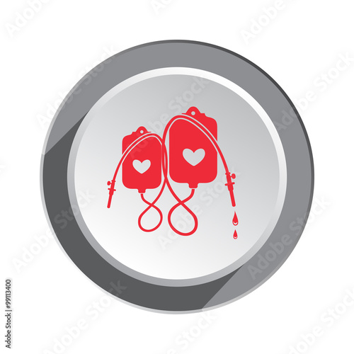 Enema tool icon. SPA weekends symbol for couples. Joke clyster sign. Round button with shadow. Vector