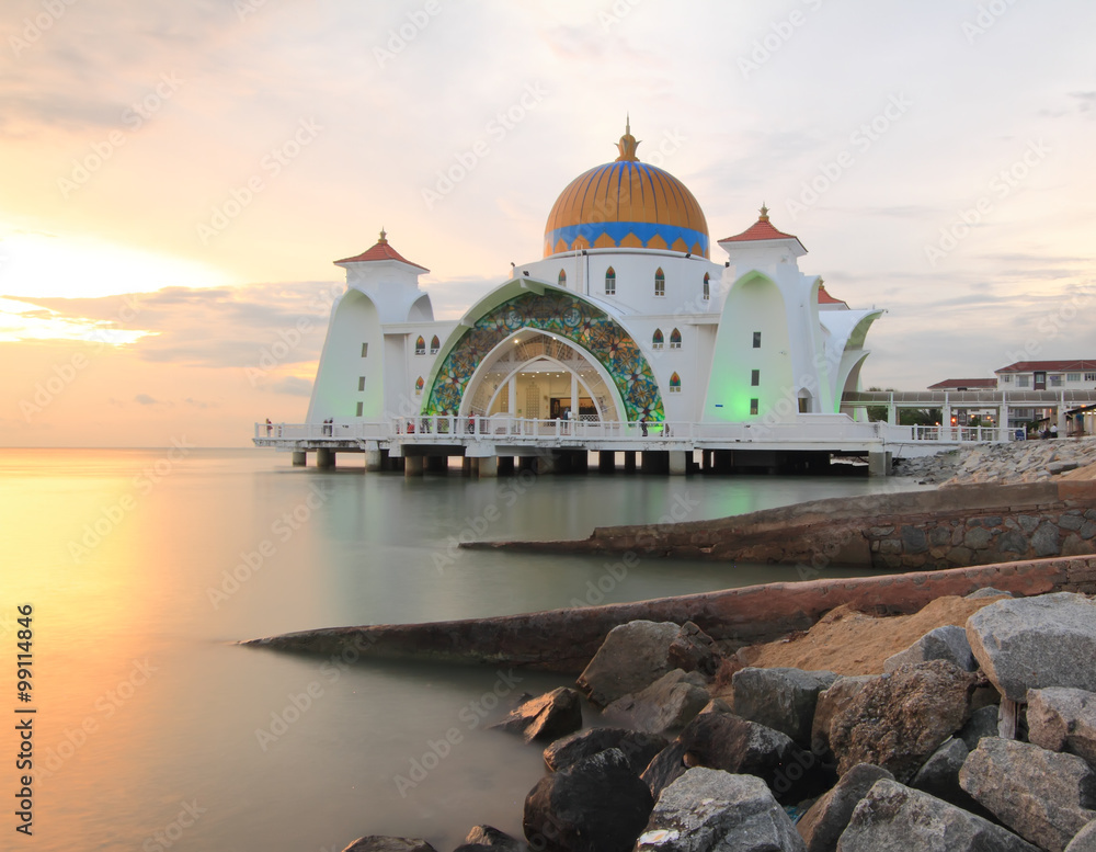 Strait mosque during sunset